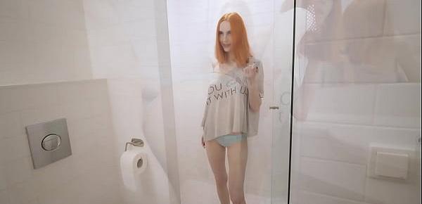  Redhead with a perfect tight body fucked in the shower